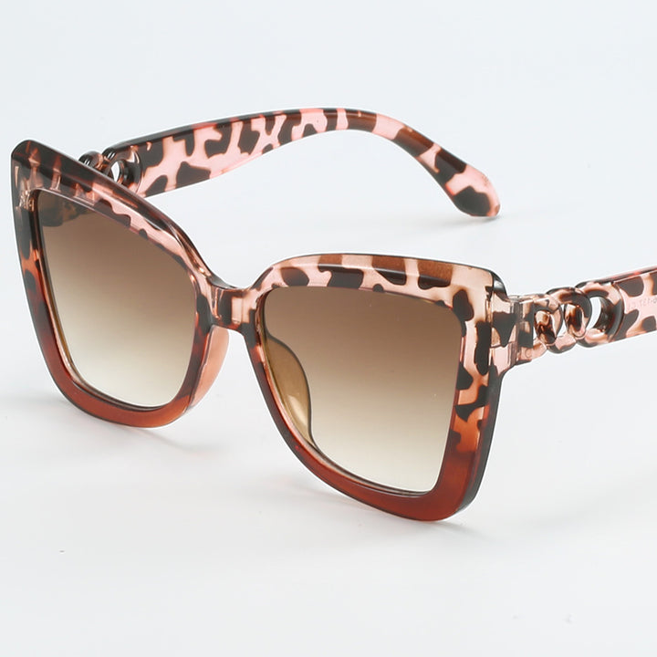 Dame moderne Cat-Eye solbriller med klar ramme og UV-beskyttelse Luvikno