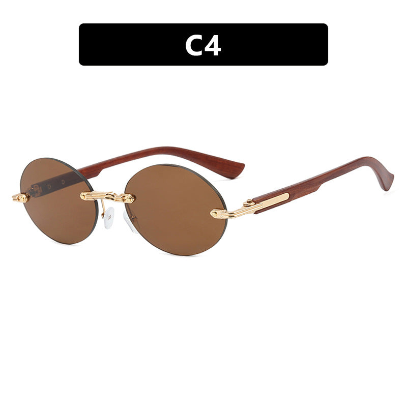 Dame rund solbrille med elegant treinnramme og UV-beskyttelse Luvikno