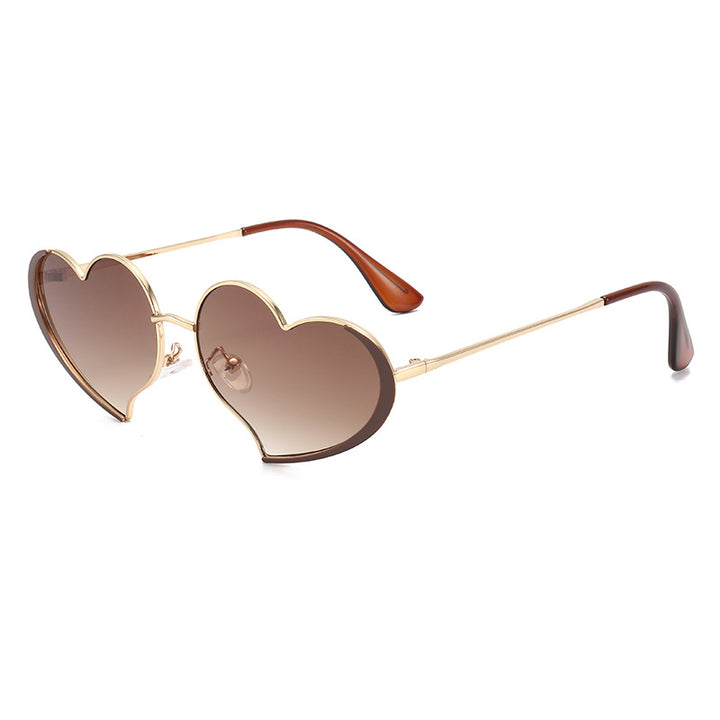 Dame hjerteformet solbrille med glamorøs ramme Luvikno