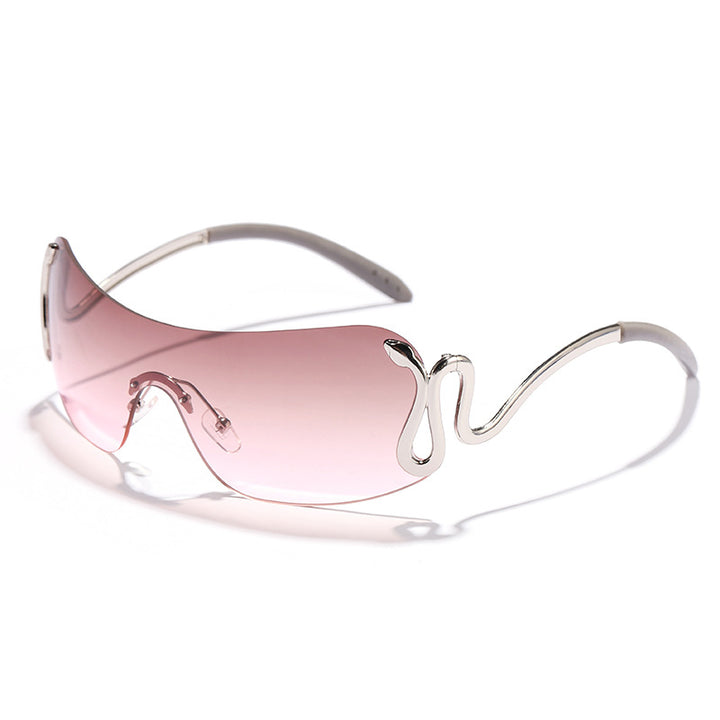 Kvinnelig mode futuristisk solbrille med buet ramme Luvikno