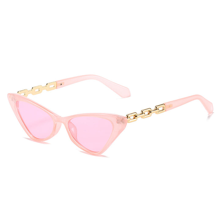Dame Cat-Eye solbriller med stilige kjedeaksenter Luvikno