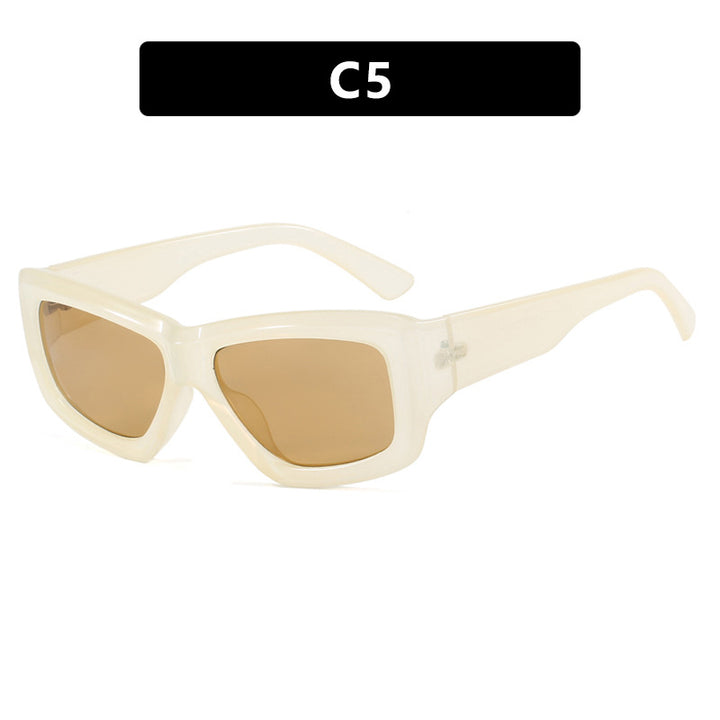 Dame trendy firkantet solbrille med gjennomsiktig ramme og komfortable linser Luvikno