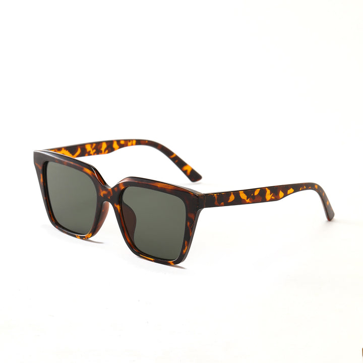 Dame geometrisk solbrille med beskyttende UV-filter og stilfullt skilpadde-design Luvikno