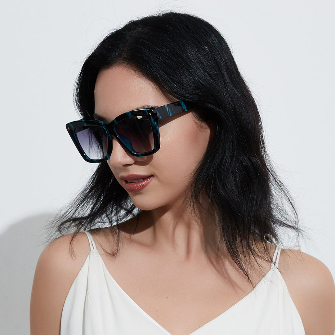Dame geometrisk oversized solbrille Luvikno