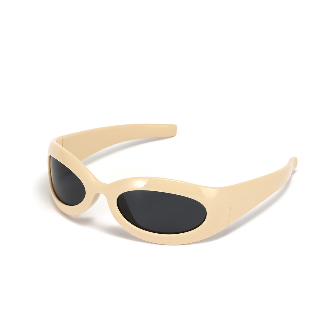 Dame modische retro solbrille i trendy oval design Luvikno