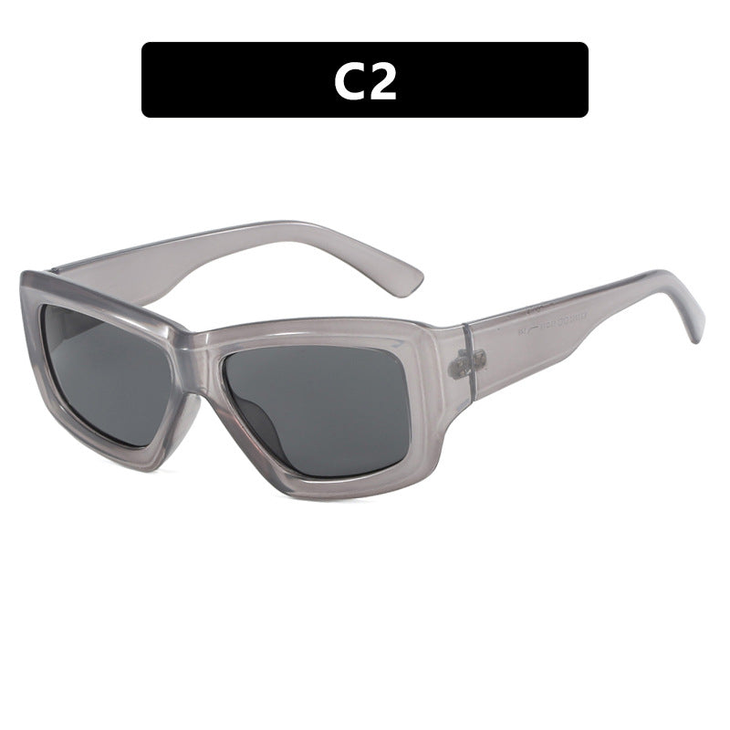 Dame trendy firkantet solbrille med gjennomsiktig ramme og komfortable linser Luvikno