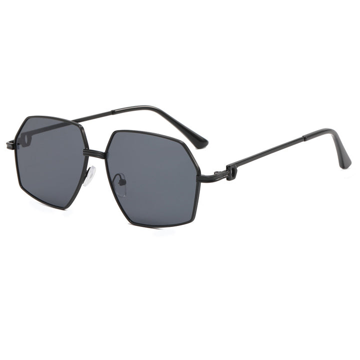 Dame Stilig geometrisk solbrille med edel metallramme Luvikno