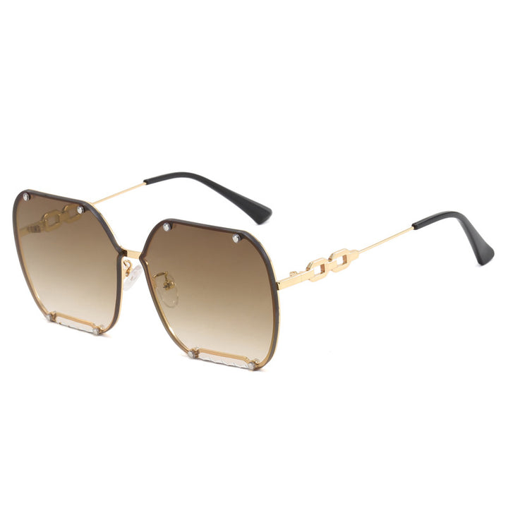 Dame elegant sekskantet designer-solbrille med luksuriøse aksenter Luvikno