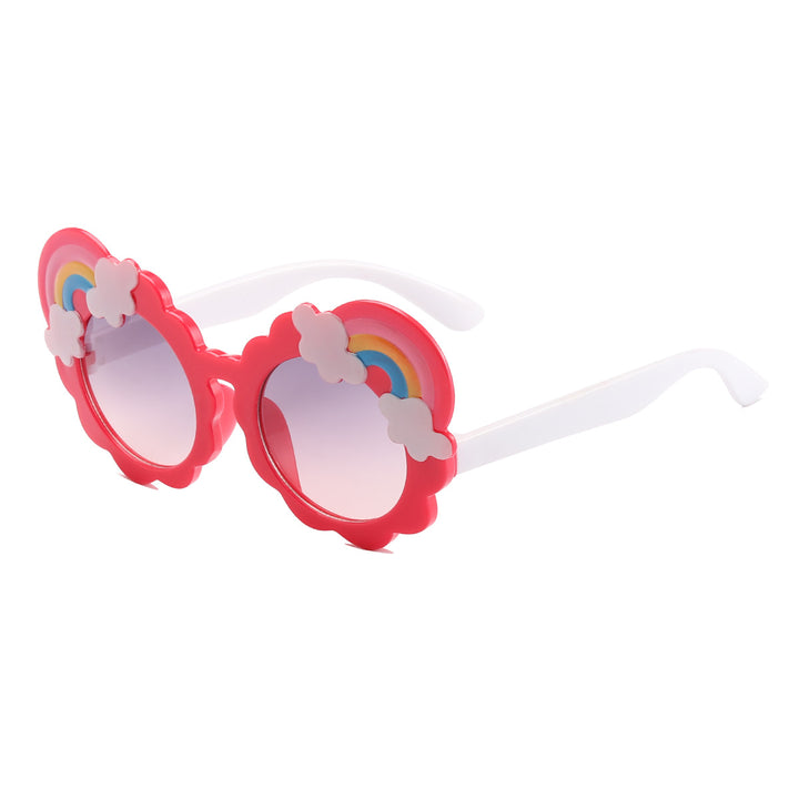 Dame designorientert solbrille med blomsterformet ramme Luvikno