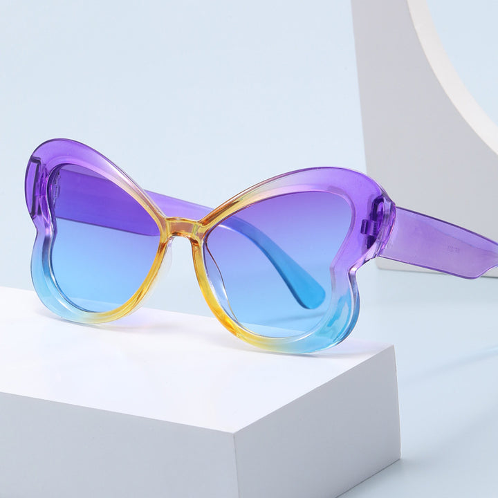Dame Oversized-solbrille i leken sommerfugl-design Luvikno