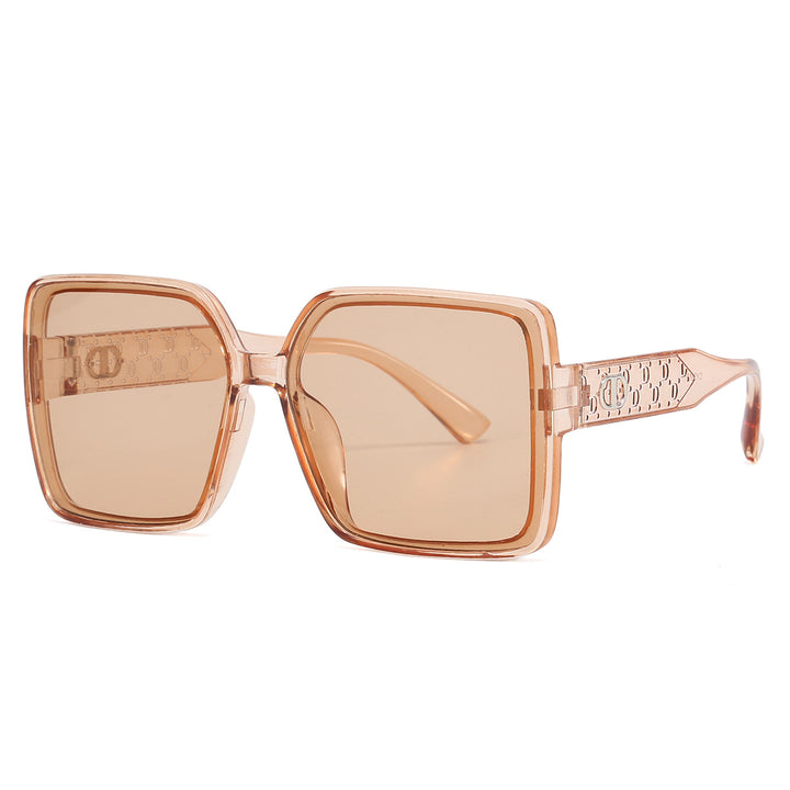 Damer moterik firkantet solbrille med gjennomsiktig design Luvikno