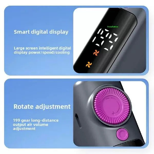 Unisex en størrelse kompakt trådløs turbine-luftsirkulator med digitalt LED-display presis hastighetsvalg Luvikno