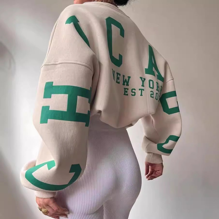 Dame avslappet oversized genser med kontrasterende ermer Luvik