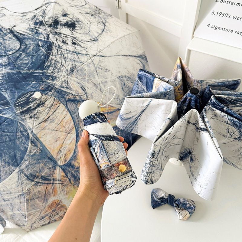 Dame sammenleggbart paraply med kunstnerisk design og automatisk åpne mekanisme Luvikno