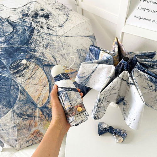 Dame sammenleggbart paraply med kunstnerisk design og automatisk åpne mekanisme Luvikno