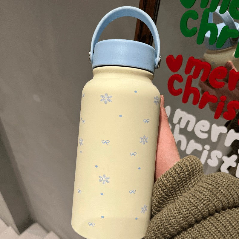 Damen Isoliertrinkflasche mit praktischem Tragegriff und fröhlichem Design Luvikno