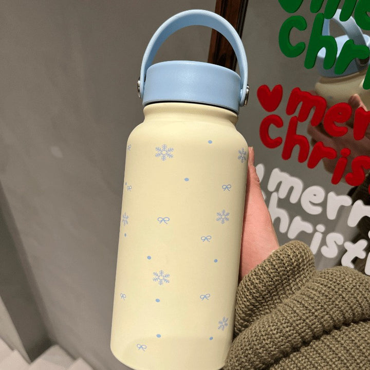 Damen Isoliertrinkflasche mit praktischem Tragegriff und fröhlichem Design Luvikno