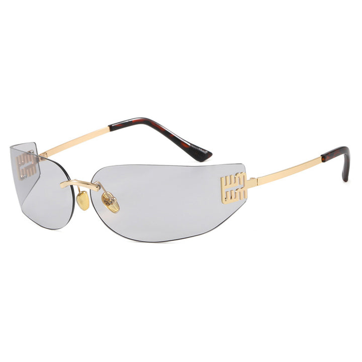 Dame futuristisk designer solbrille med uvanlig ramme og UV-beskyttelse Luvikno