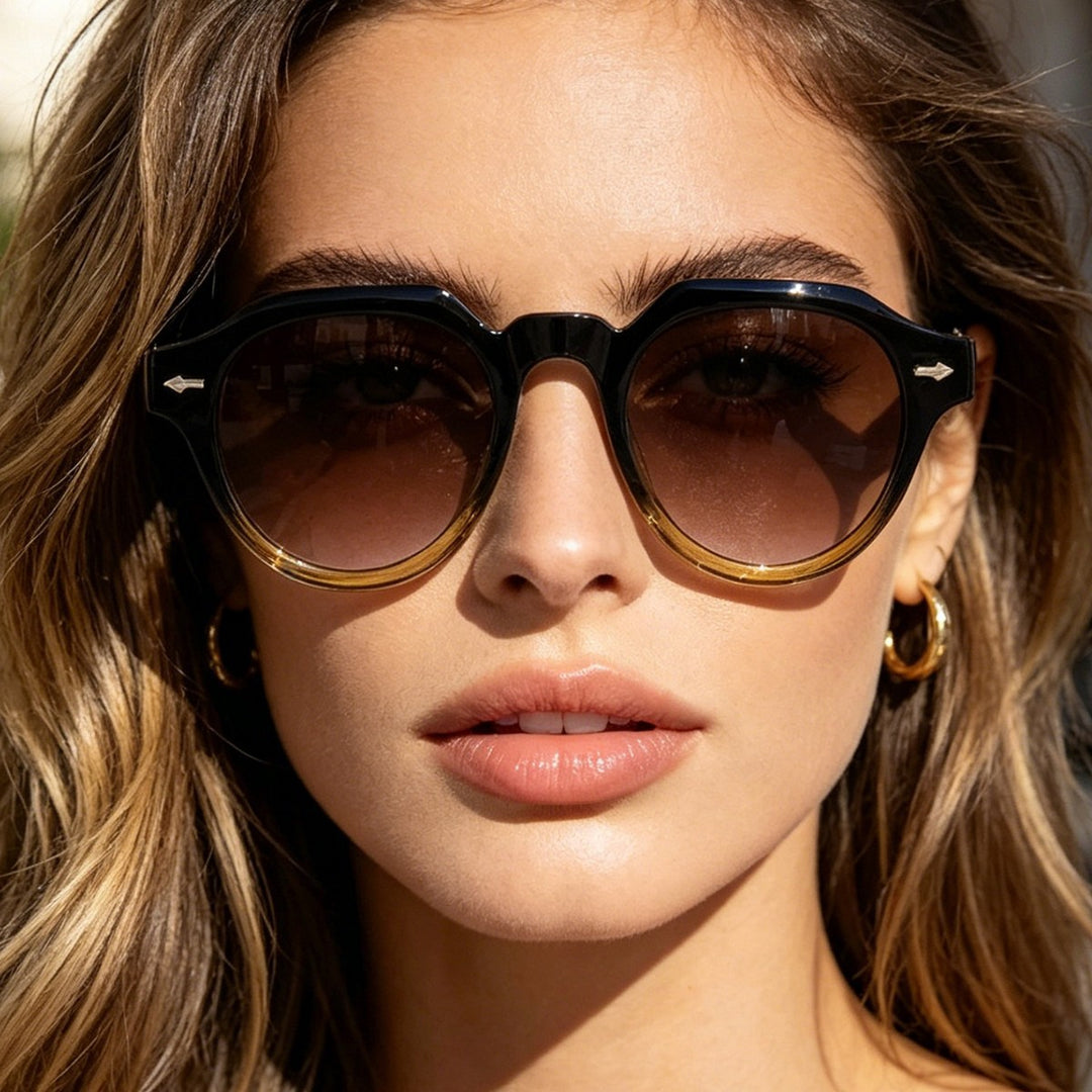 Dame solbrille med stillegående og unik ramme Luvikno
