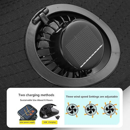 Utendørs solhatt med bred brem, integrert ventilasjon, UV-beskyttelse og hakebånd Luvikno