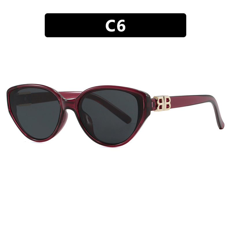 Dame modische Cat-Eye solbriller med elegant metallramme og UV-beskyttelse Luvikno