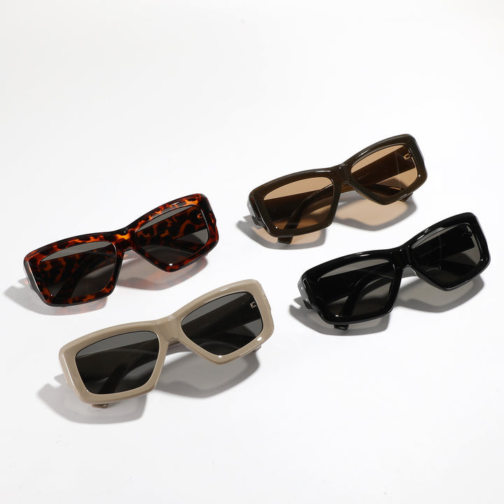 Damer oversized geometrisk solbrille med moderne ramme Luvikno