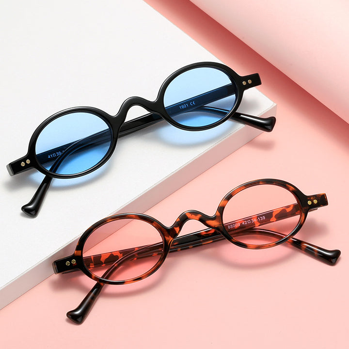 Dame rund solbrille i retrostil Luvikno