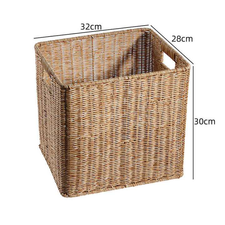 Unisex rektangulær oppbevaringskurv laget av flettet rattan Luvikno