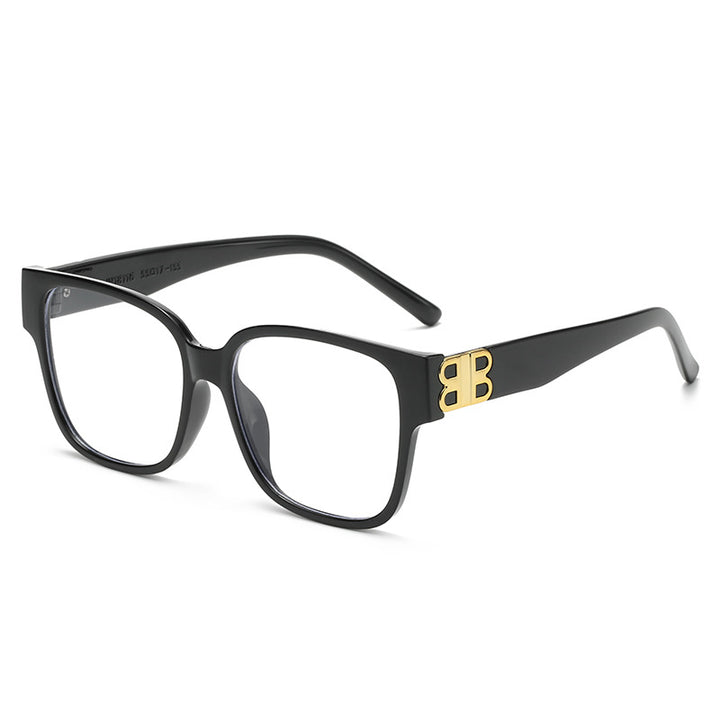 Dame fashionable firkantet solbrille med elegant logo Luvikno