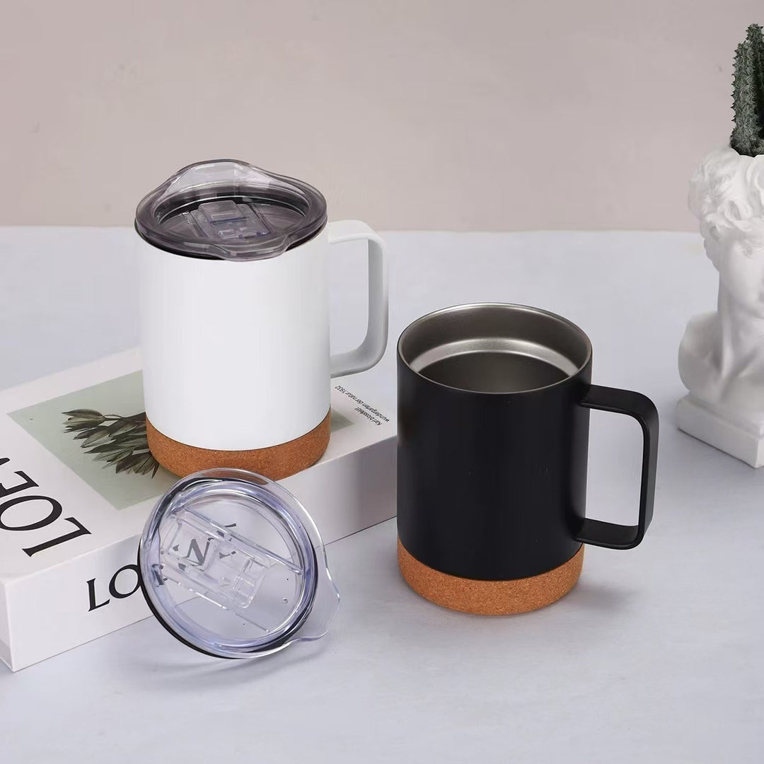 Damer elegant kaffekopp med korkbunn og gjennomsiktig lokk Luvikno