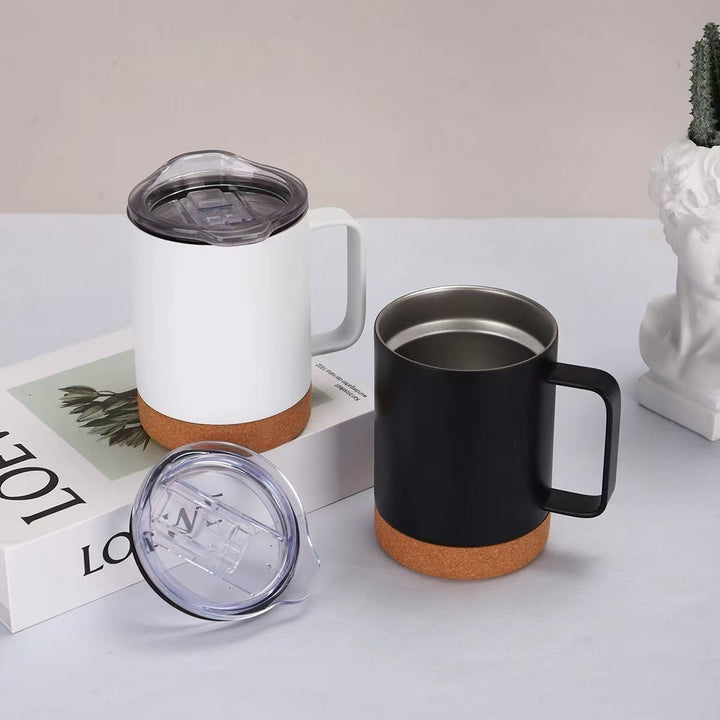 Damer elegant kaffekopp med korkbunn og gjennomsiktig lokk Luvikno