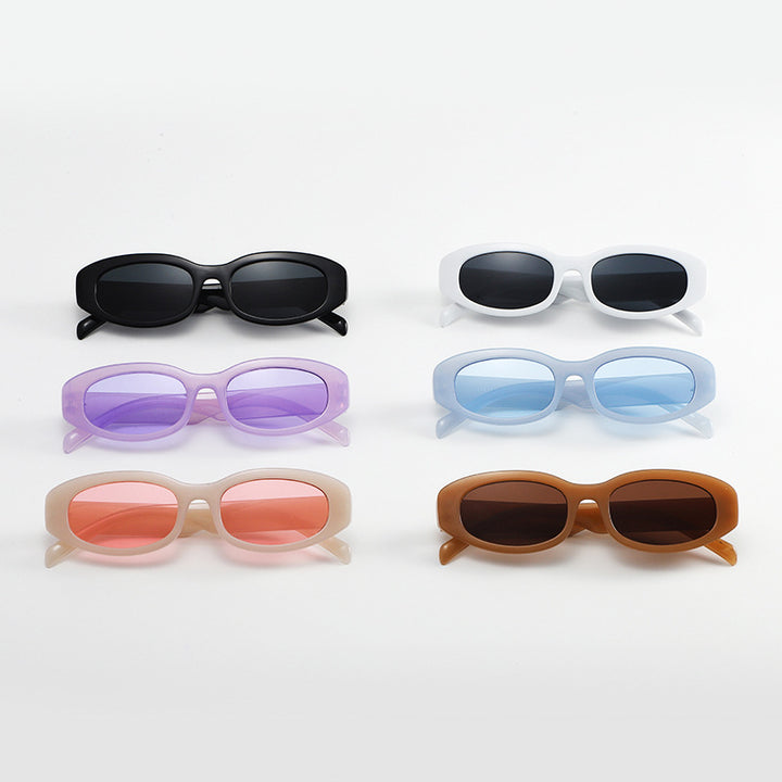 Dame modiske solbriller i minimalistisk ovaldesign Luvikno