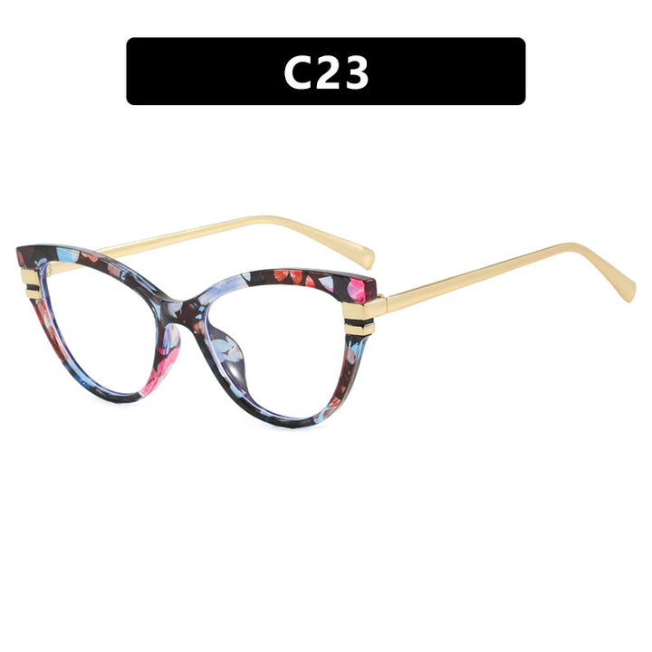 Dame Cat-Eye solbriller med elegant plastramme og gullaccentuer Luvikno
