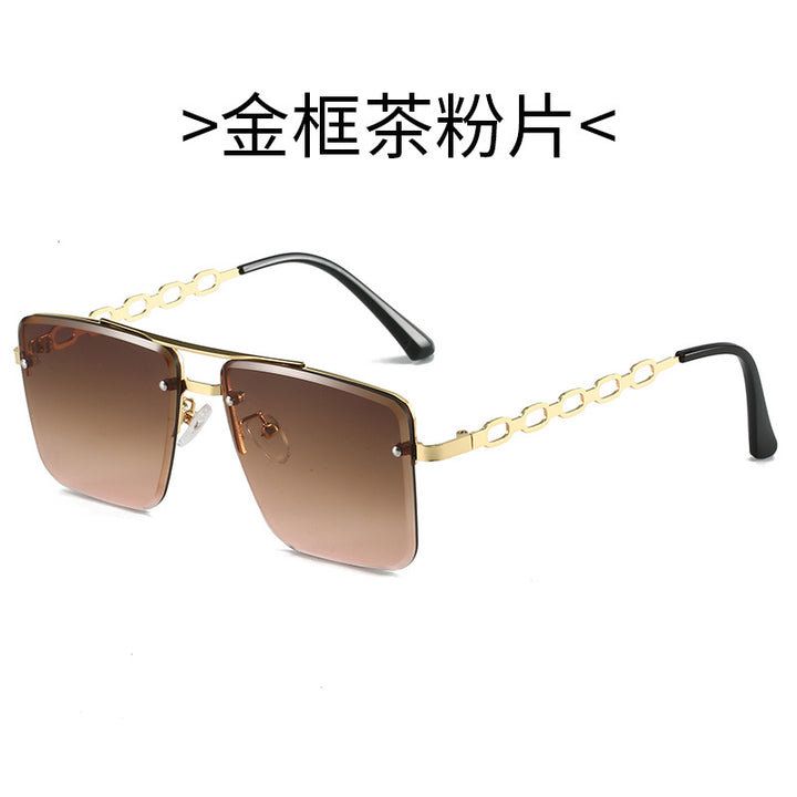 Dame Kvadratisk Solbrille med elegant Kjede Struktur Luvikno