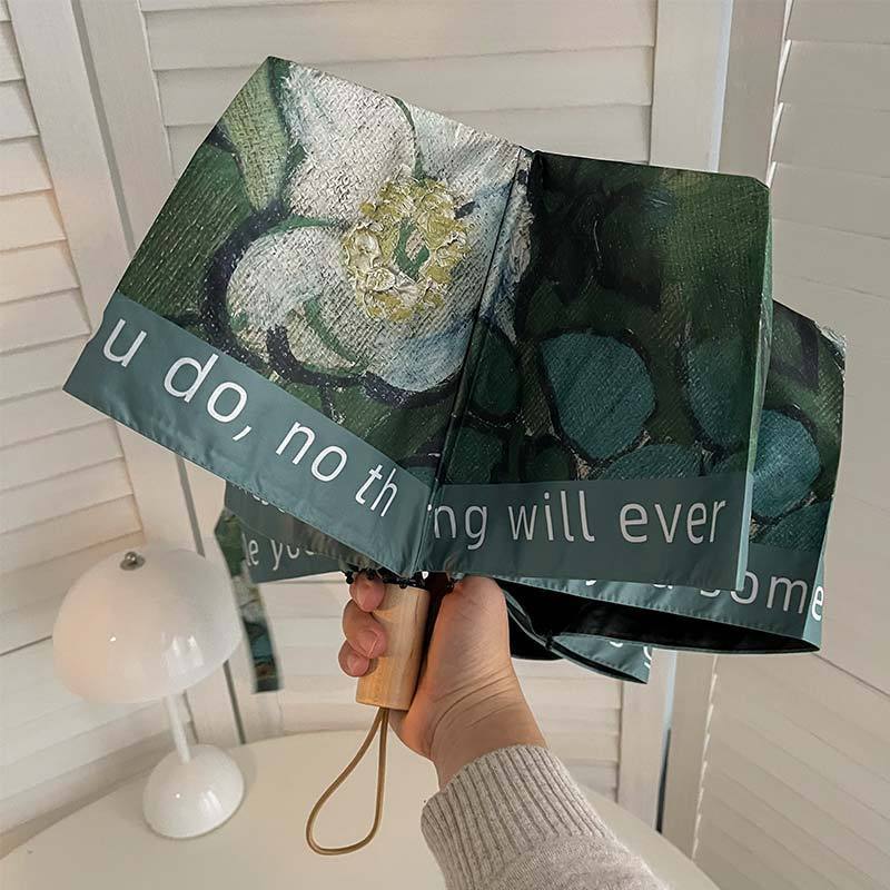 Damer sammenleggbart paraply med florale accenter Luvikno