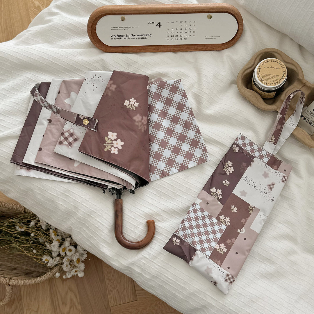 Dame Sammenleggbart Paraply med eksklusiv Patchwork-design Luvikno