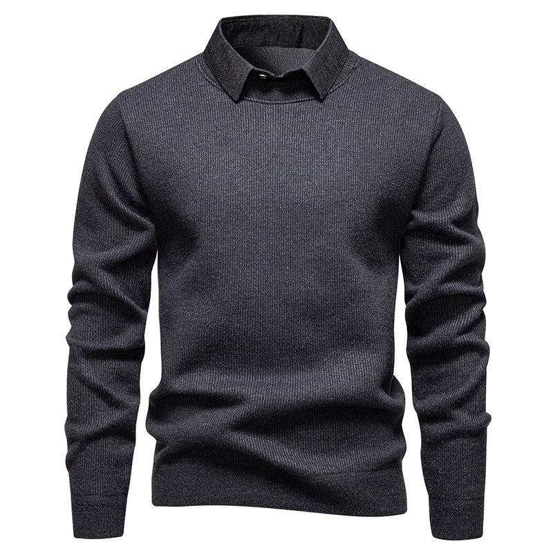 Luvik | Herre finstrikket ullgenser med moderne krage stil