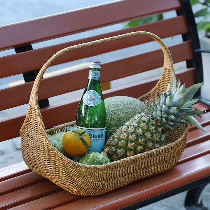Dame Håndlaget Rattan Kurv med elegant kontur Luvikno