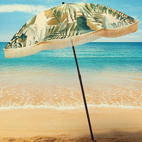 Dame Strand-solbeskyttelsesparasol med elegant frynse-design Luvikno