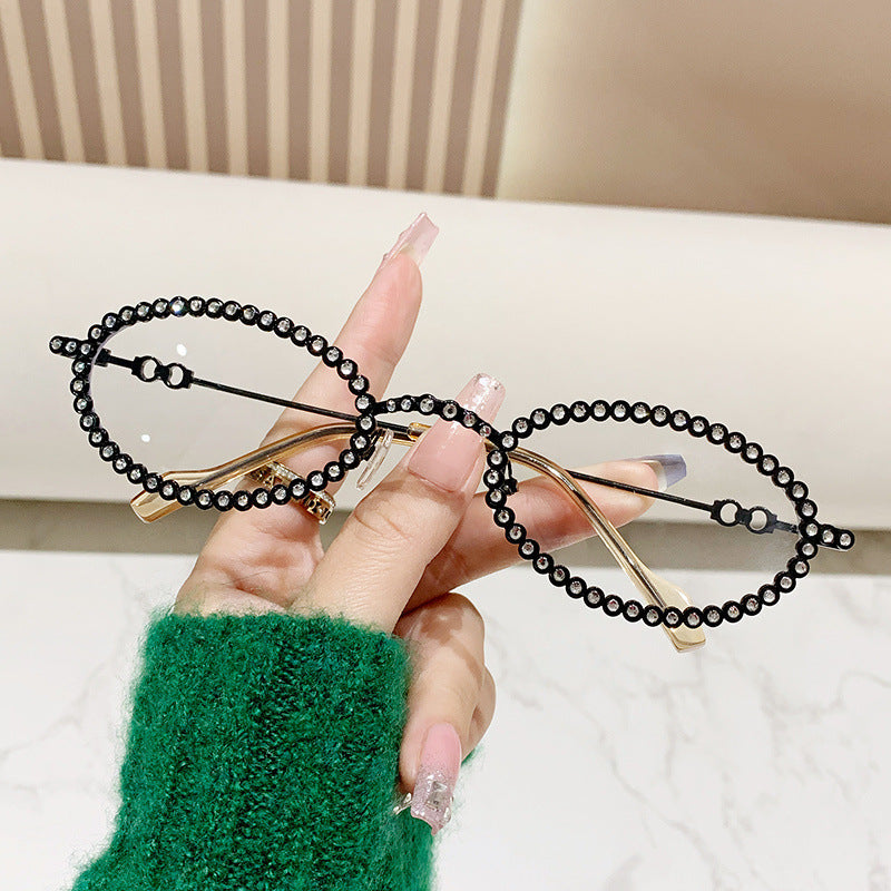 Damen Designer Brille ramme med ekstravagant perleinnramming Luvikno