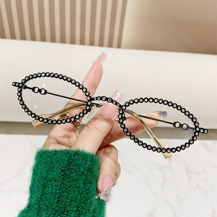 Damen Designer Brille ramme med ekstravagant perleinnramming Luvikno