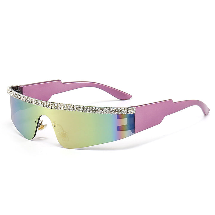 Dame Mode Glamour-solbriller med ramme dekorert med strass Luvikno