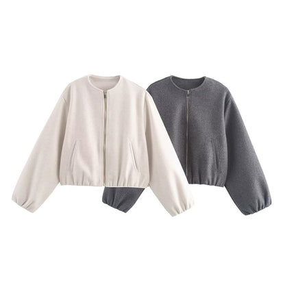 Luvik | Naisten mukava ja tyylikäs bomber-takki korkealla kauluksella ja sivutaskuilla