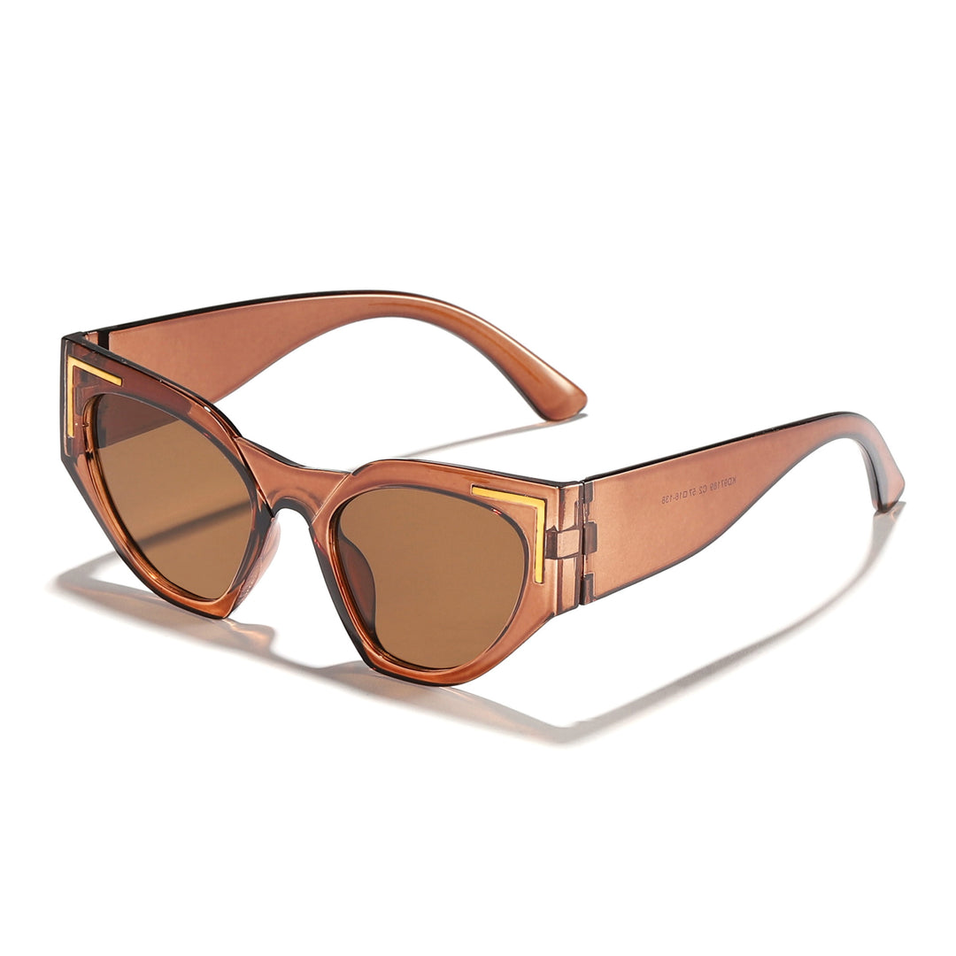 Dame kreativ Cat-Eye solbriller med transparent ramme og brune glass Luvikno