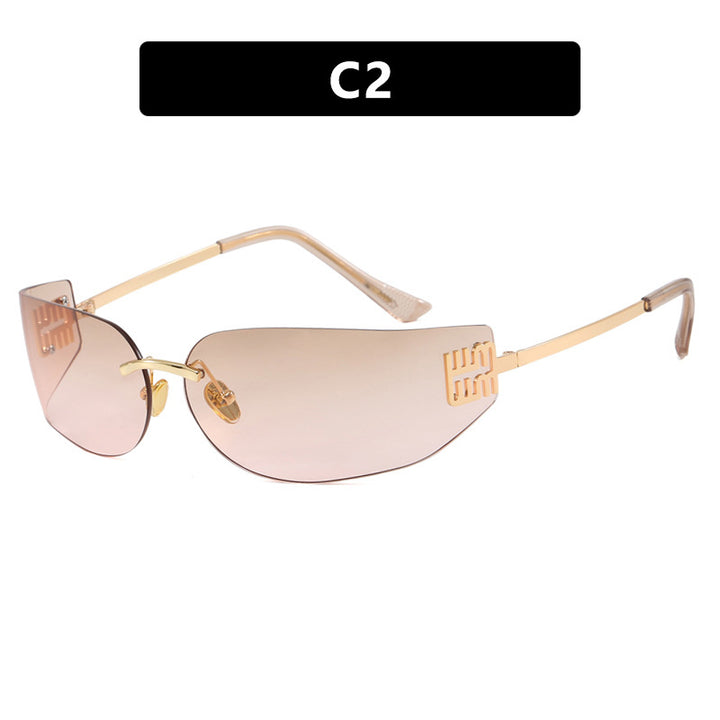 Dame futuristisk designer solbrille med uvanlig ramme og UV-beskyttelse Luvikno