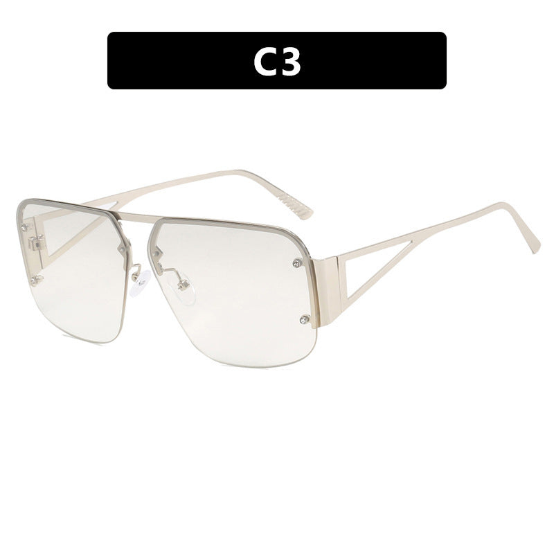 Dame futuristisk solbrille med firkantet ramme og speilende glass Luvikno