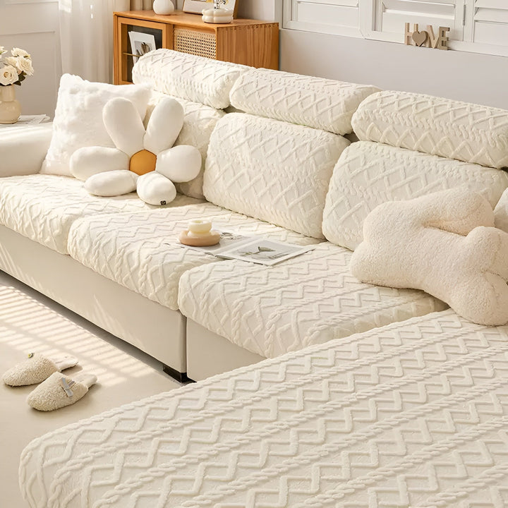 Samt-sofa trekk med diamantmønster – Myk & Luksuriøs | Perfekt passform for enhver sofa | Luvikno