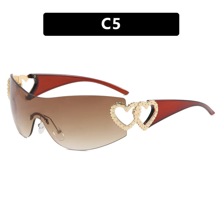 Dame Fashion-solbrille med hjerte-applikasjoner Luvikno
