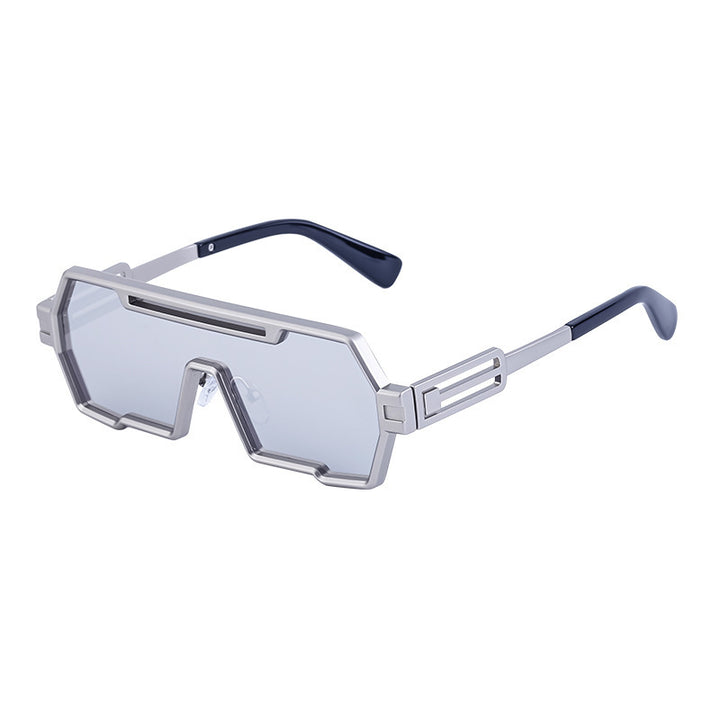 Dame motorisert solbrille i futuristisk design med bred ramme Luvikno