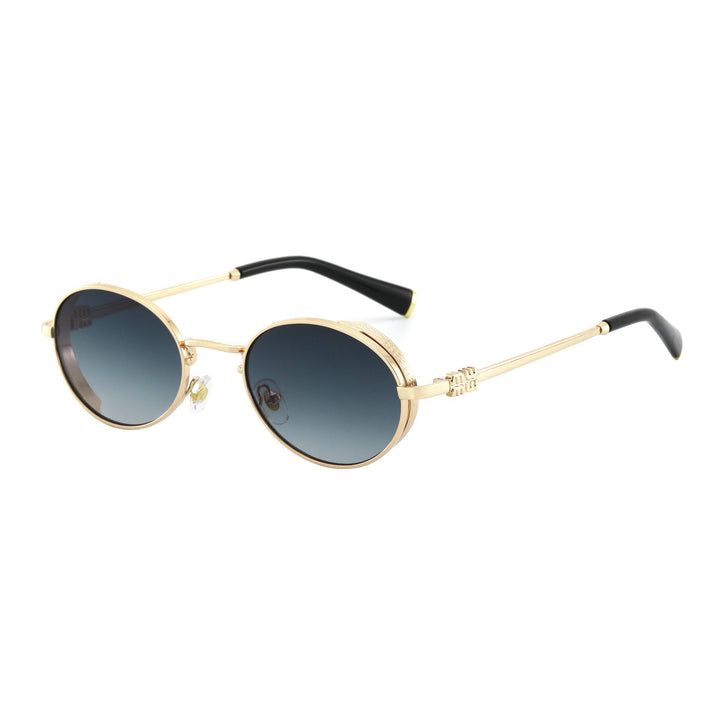 Dame Runde Designer-solbrille med elegant metallramme Luvikno